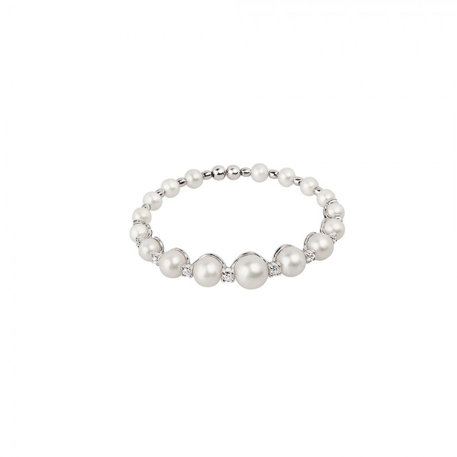 BRACCIALE CHANTECLER IN PERLE FRESHWATER ORO BIANCO E DIAMANTI - CHERIE ref. 32873