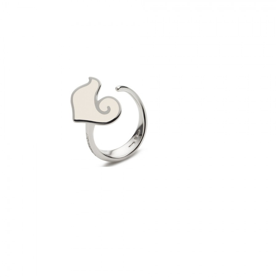 Anello Chantecler in argento e smalto bianco ref. 34464