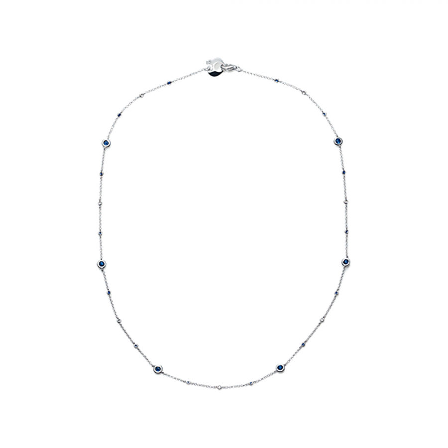 COLLANA CHANTECLER IN ORO BIANCO DIAMANTI BIANCHI E ZAFFIRI BLU - ACCESSORI IN ORO 18KT ref. 35122