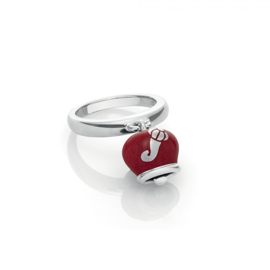 Anello campanella piccolo Chantecler in argento e smalto rosso perlato ref. 36385