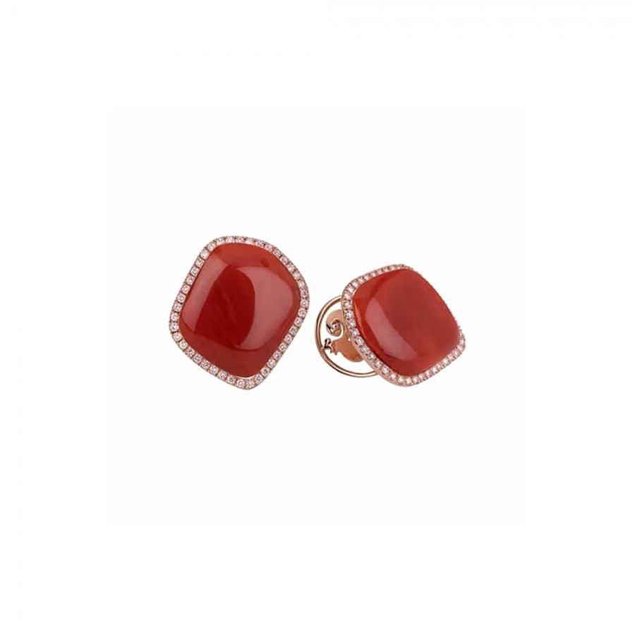 Orecchini Chantecler in oro rosa corallo rosso e diamanti ref. 37206