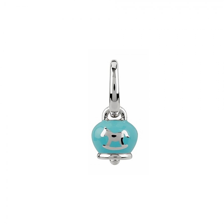 Orecchino campanella micro in argento e smalto azzurro ref. 38083