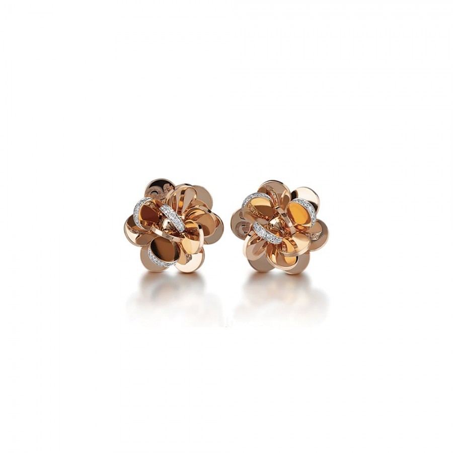 Orecchini fiore piccoli Chantecler in oro e diamanti ref. 38478