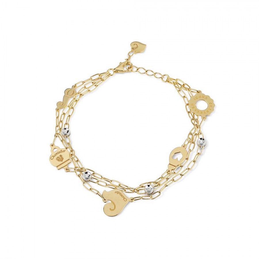 Bracciale a tre fili simboli Chantecler in oro giallo e diamanti ref. 38519