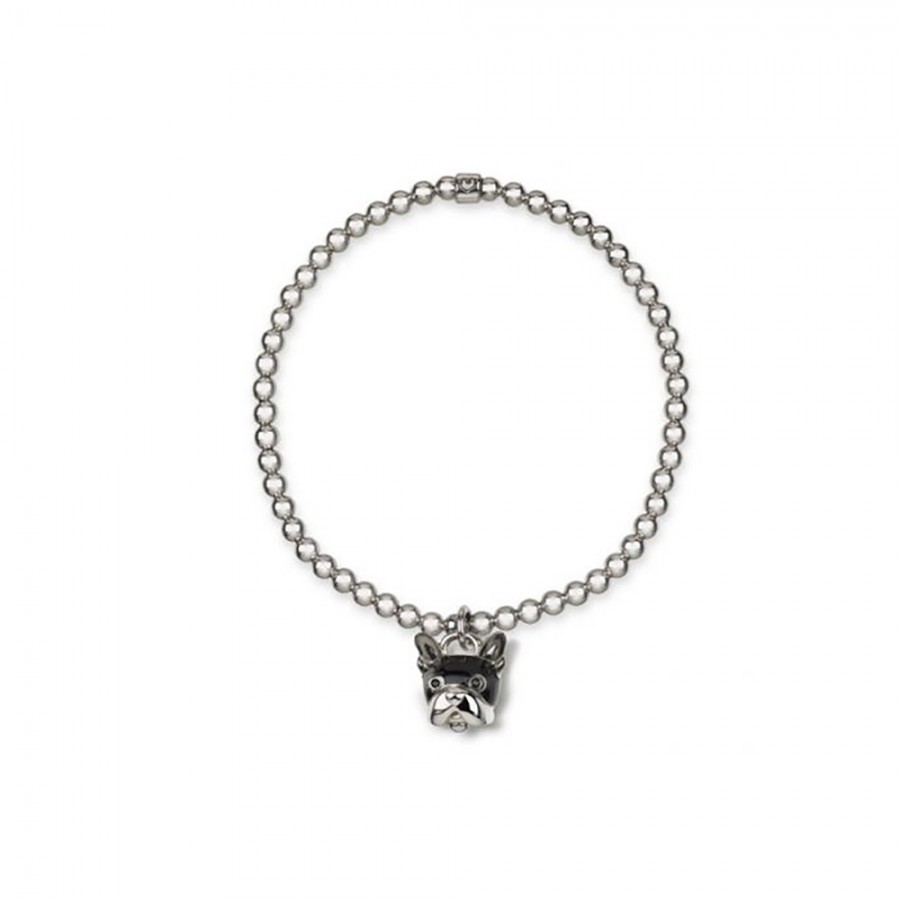 Bracciale elastico con ciondolo cane micro Chantecler in argento smalto e spinello ref. 38582 L