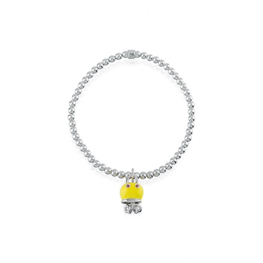 Bracciale elastico con campanella polipo micro Chantecler in argento smalto e zaffiro ref. 39021 L