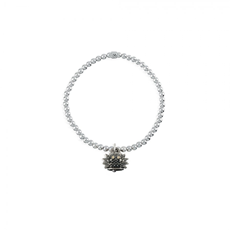 Bracciale elastico con campanella riccio micro Chantecler in argento e diamanti ref. 39022 L