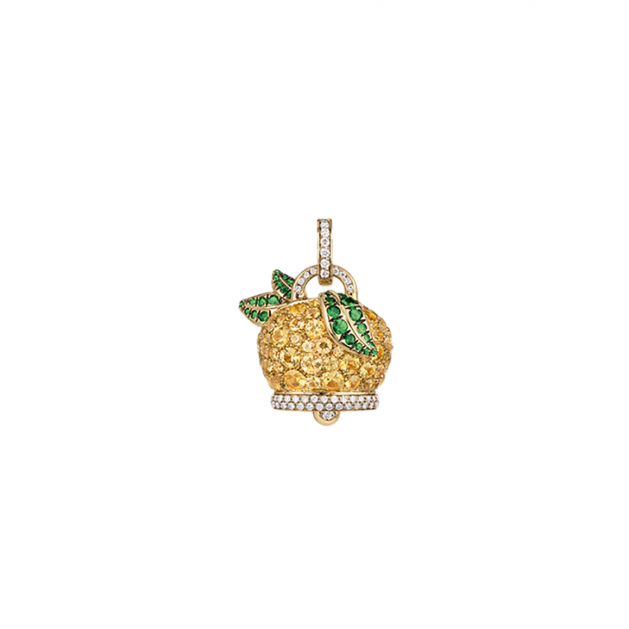 Ciondolo campanella limone grande Chantecler in oro e pietre ref. 40228