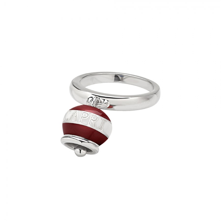 Anello campanella piccolo Chantecler in argento e smalto bianco e rosso ref. 40491