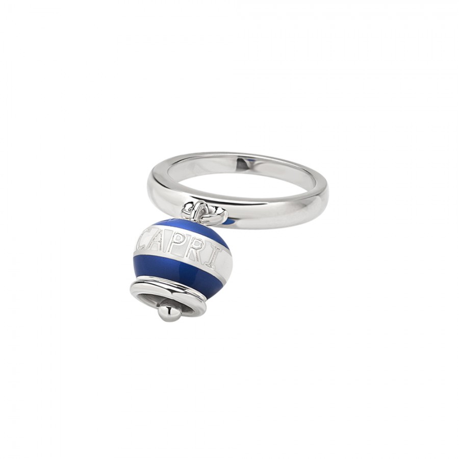 Anello campanella piccolo Chantecler in argento e smalto bianco e blu ref. 40492