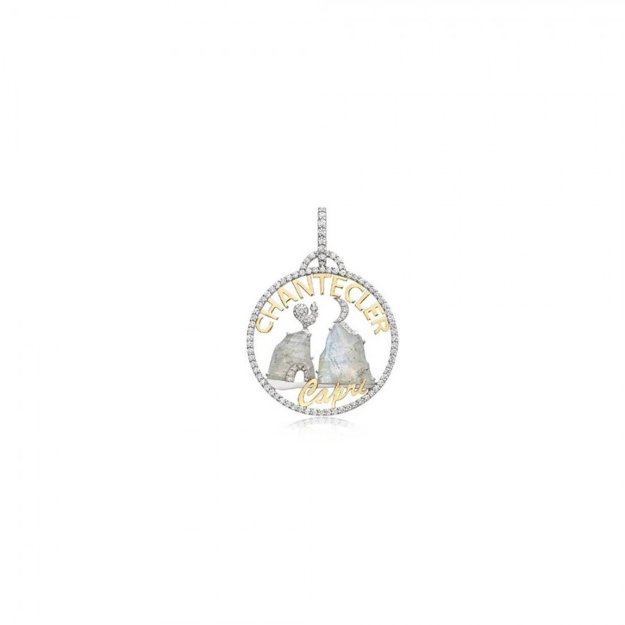 Ciondolo Moonlight piccolo Chantecler in oro bianco diamanti e labradorite ref. 40537