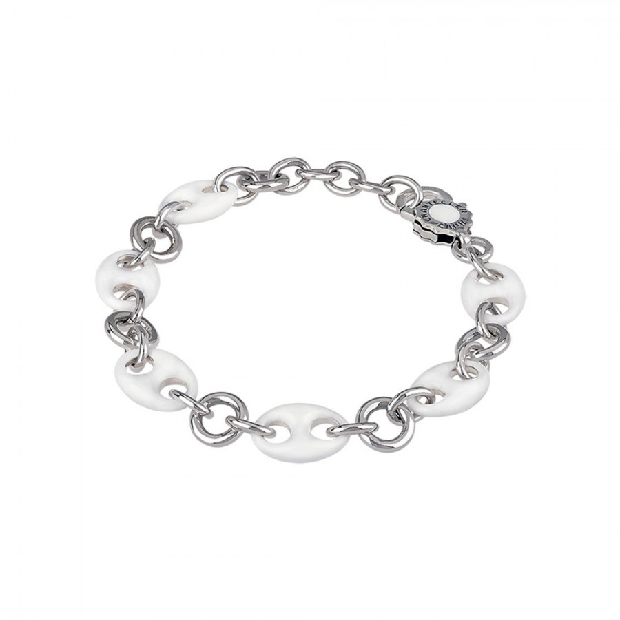 Bracciale a maglia marina Chantecler in argento e smalto bianco ef. 40644