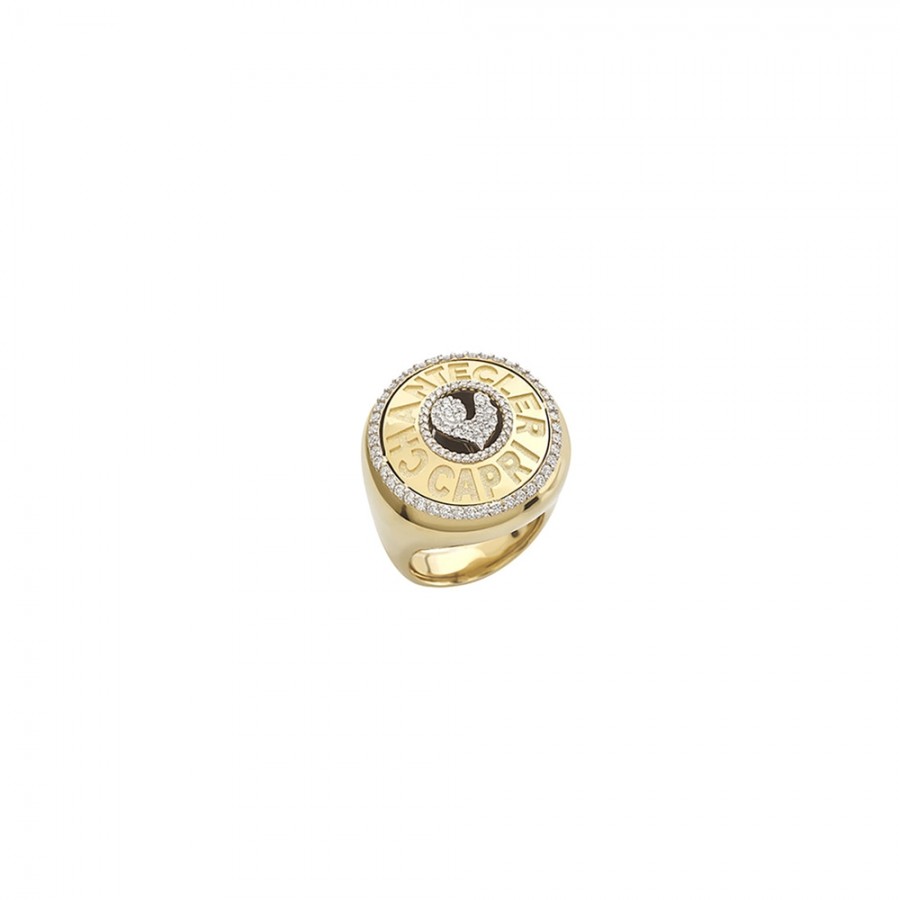 ANELLO CHANTECLER IN ORO GIALLO E DIAMANTI - LOGO ref. 40742