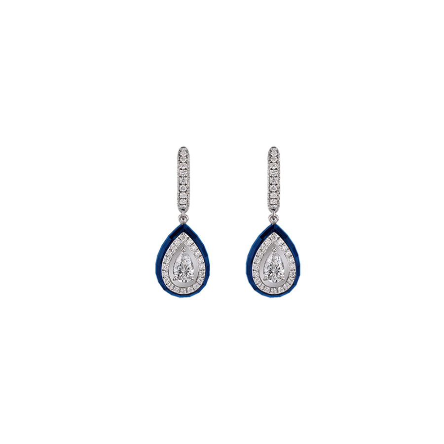 Orecchini Chantecler in oro bianco spinello blu e diamanti ref. 41255