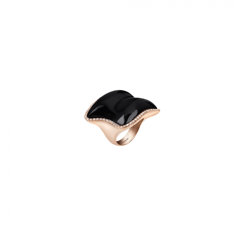 Anello Chantecler in oro onice e diamanti ref. 41374