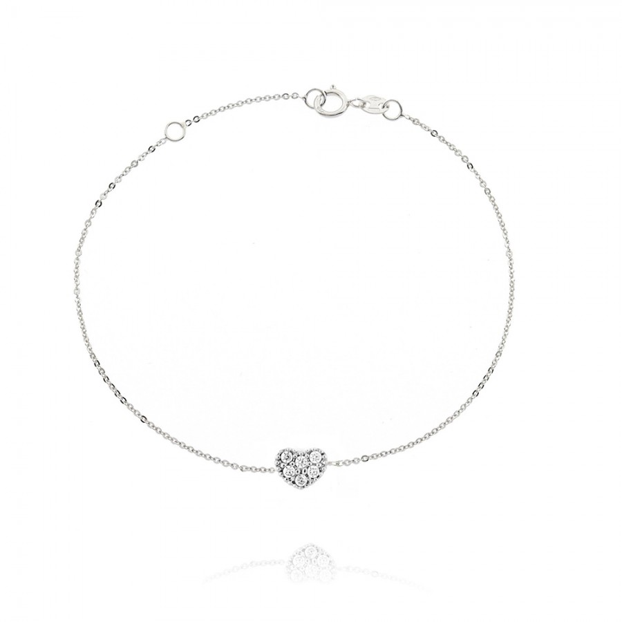 BRACCIALE  colore Bianco con zirconi Simbolo:  CUORE "La tenerezza racchiusa nel Cuore"