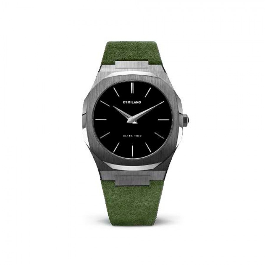 ULTRA THIN CASSA 40 ACCIAO BRUNITO CINT CAMOSCIO VERDE COMO