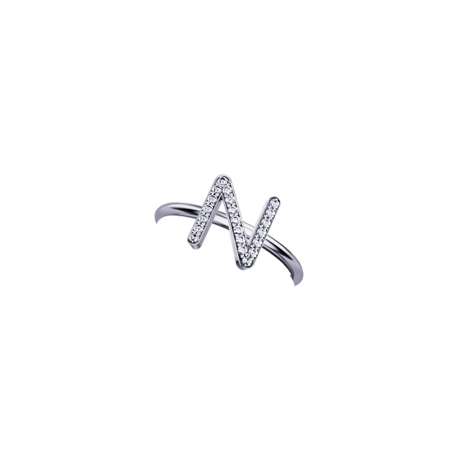 ELEMENTO ANELLO LETTERA N IN ORO BIANCO E DIAMANTI