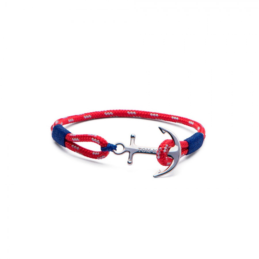 cordino rosso/blu, ancora argento sterling