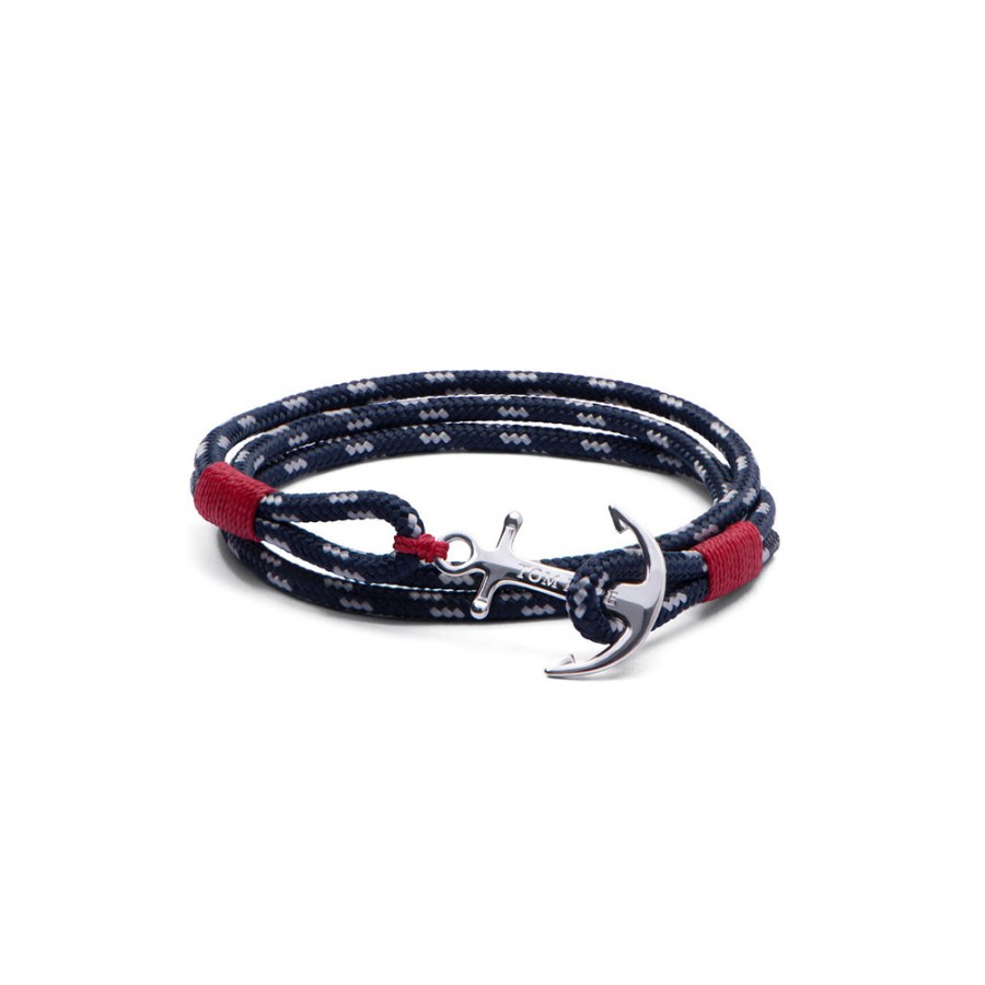 cordino blu/rosso, ancora argento sterling