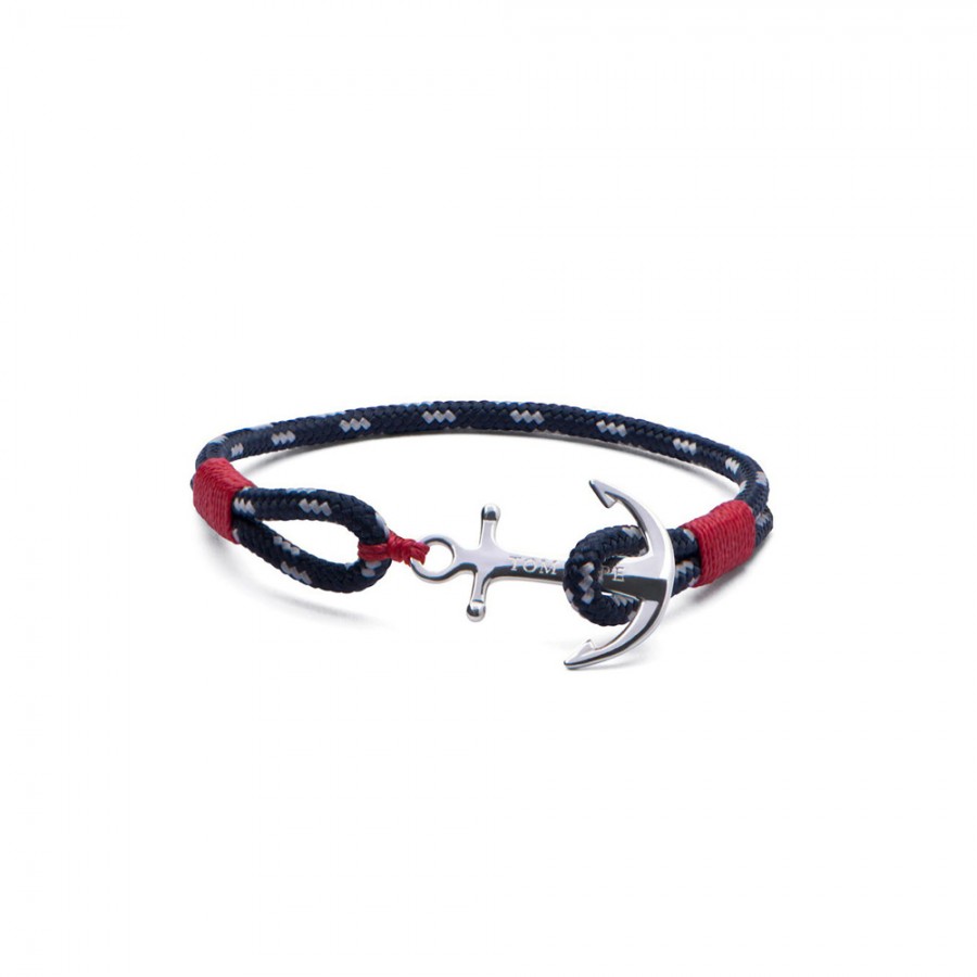 cordino blu/rosso, ancora argento sterling