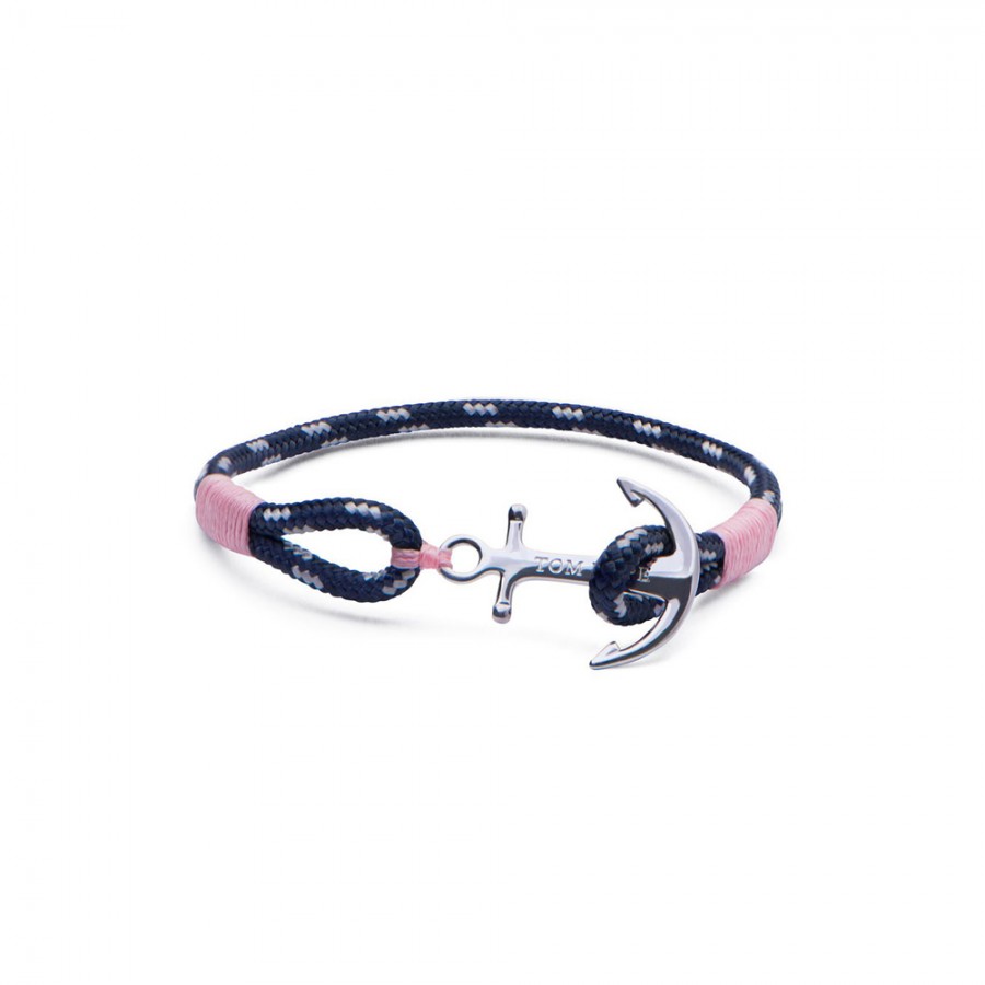 cordino blu/rosa, ancora argento sterling