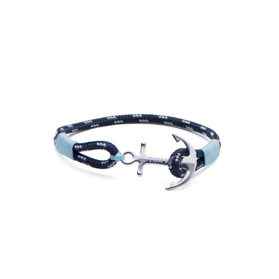 cordino blu/azzurro, ancora argento sterling