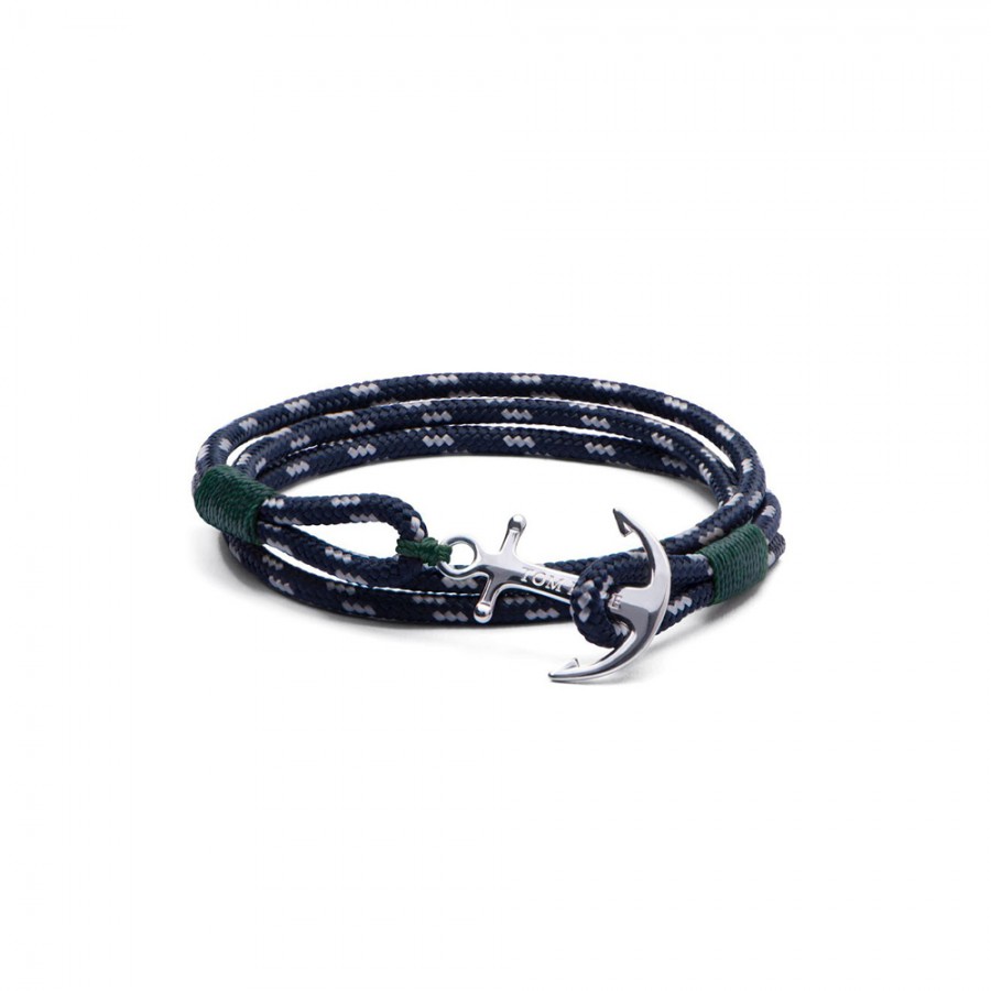 cordino blu/verde, ancora argento sterling