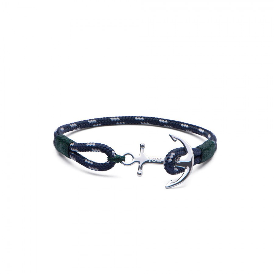 cordino blu/verde, ancora argento sterling