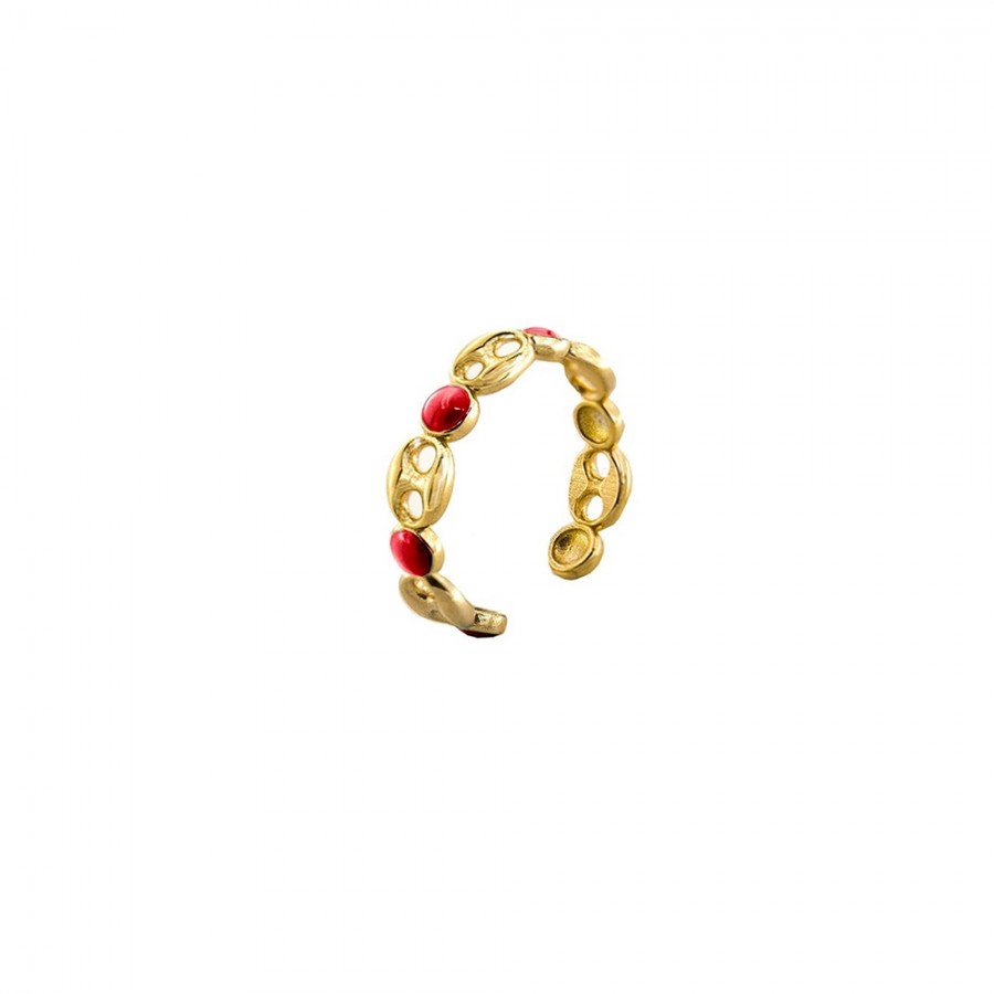 ANELLO MAGLIA MARINA SMALTO CORALLO ref. AE-AN-MM-C