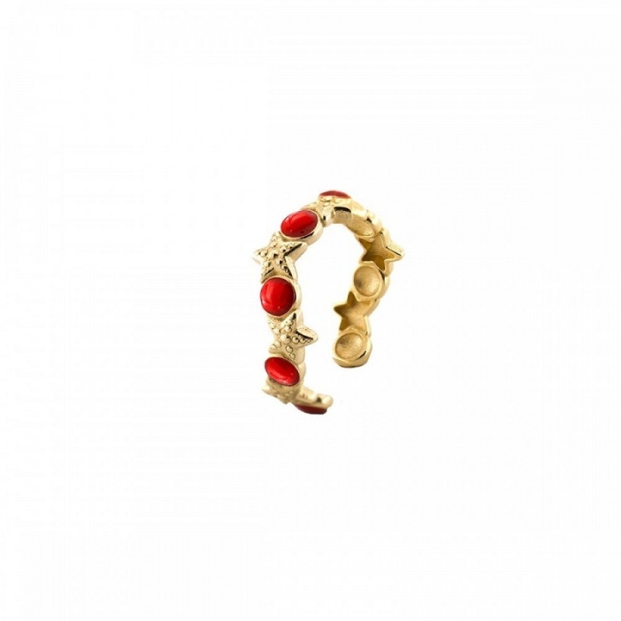 ANELLO STELLA MARINA SMALTO CORALLO ref. AE-AN-STE-C