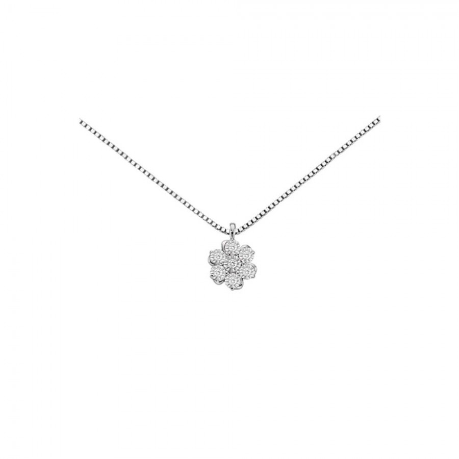 COLLANA DONNA ORO FIORE IN ORO BIANCO E DIAMANTI ref. DHPF9237.006