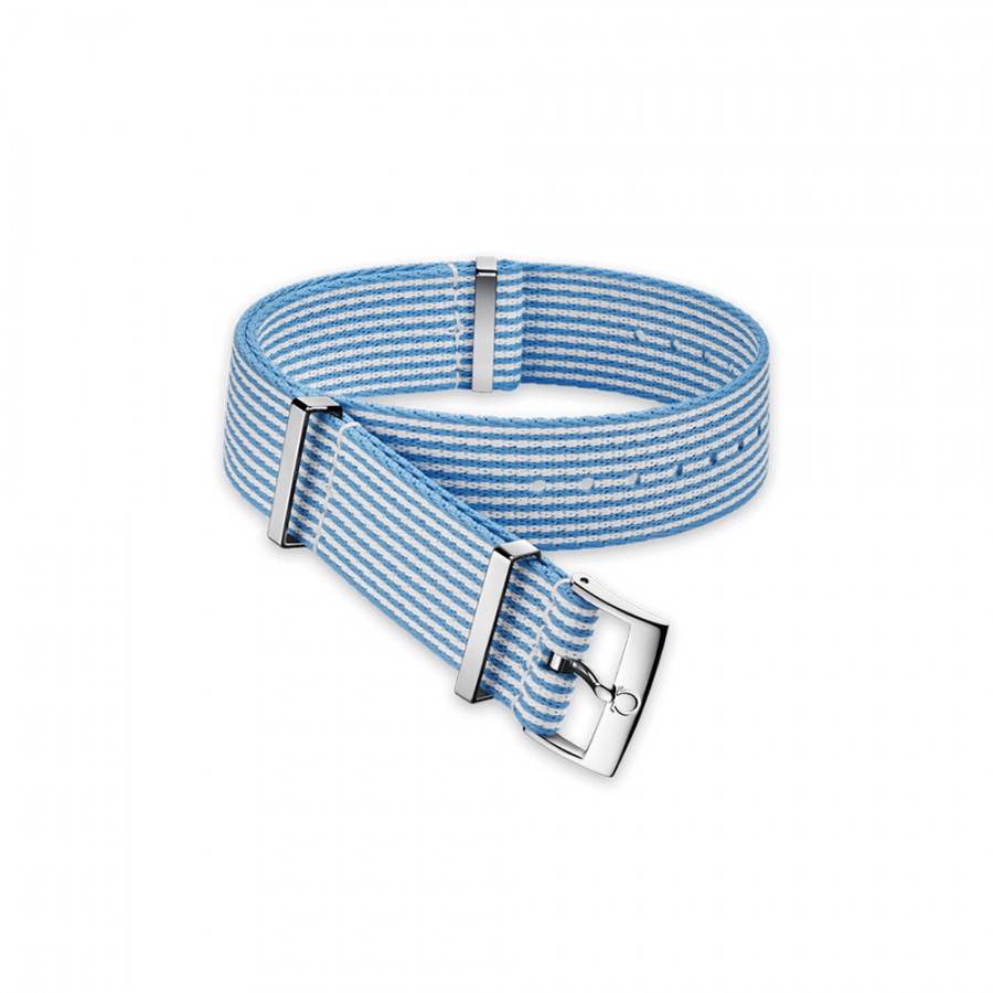 CINTURINO in poliammide blu e bianco con strisce