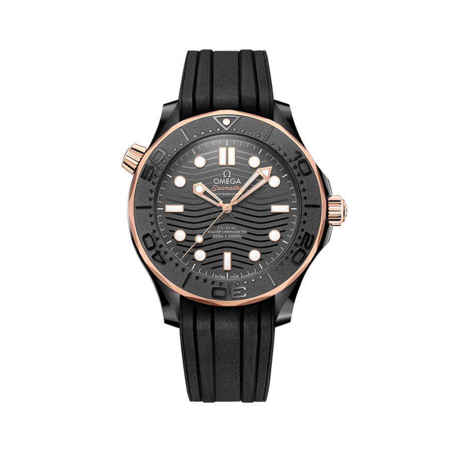 SEAMASTER DIVER 300M CO‑AXIAL MASTER CHRONOMETER 43,5 MM Ceramica nera su Cinturino in caucciù ref. 210.62.44.20.01.001
