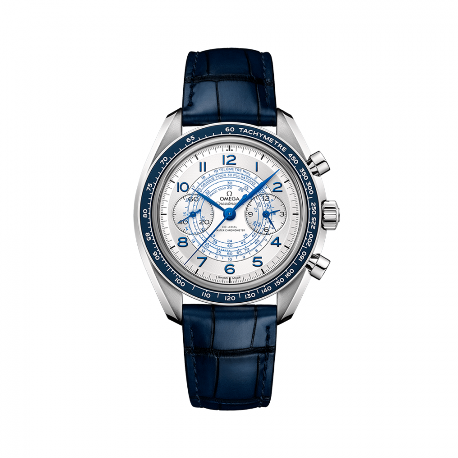 SPEEDMASTER CHRONOSCOPE CO‑AXIAL MASTER CHRONOMETER CHRONOGRAPH 43 MM Acciaio su Cinturino di pelle ref. 329.33.43.51.02.001