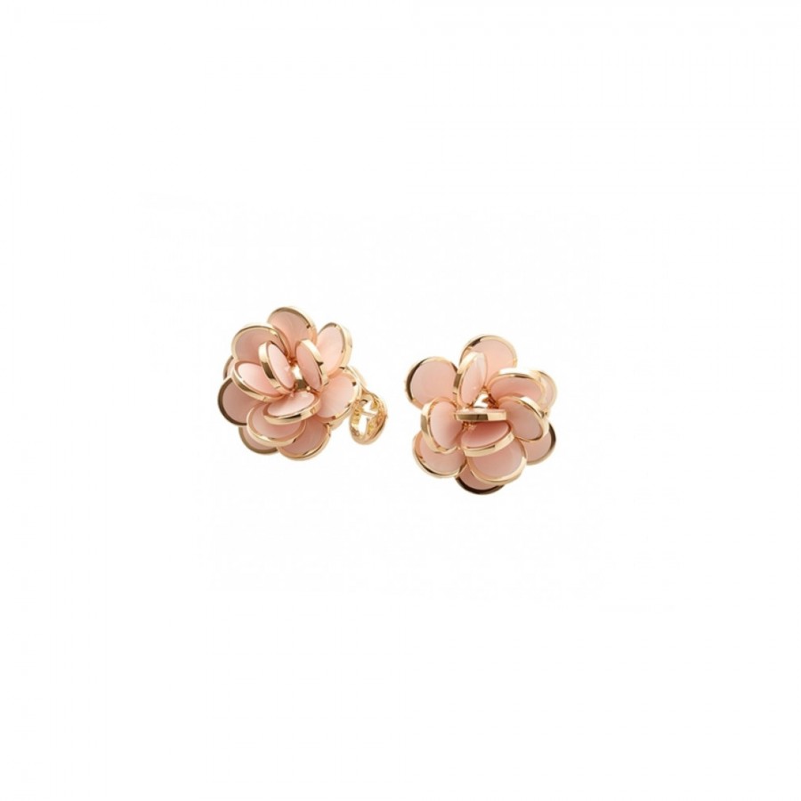 Orecchini paillettes mini in oro rosa e smalto rosa ref. 35261