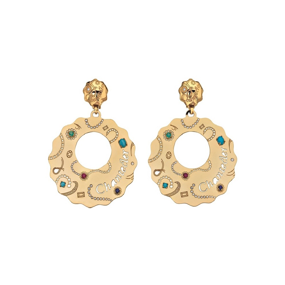 Earrings Chantecler Suamèm maxi yellow gold and gemstones