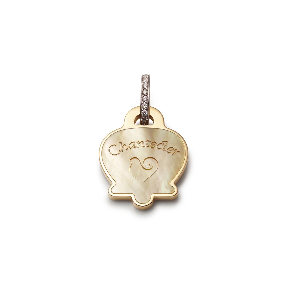 Pendant Chantecler Anima in yellow gold, with a mother of pearl yellow BELL symbol