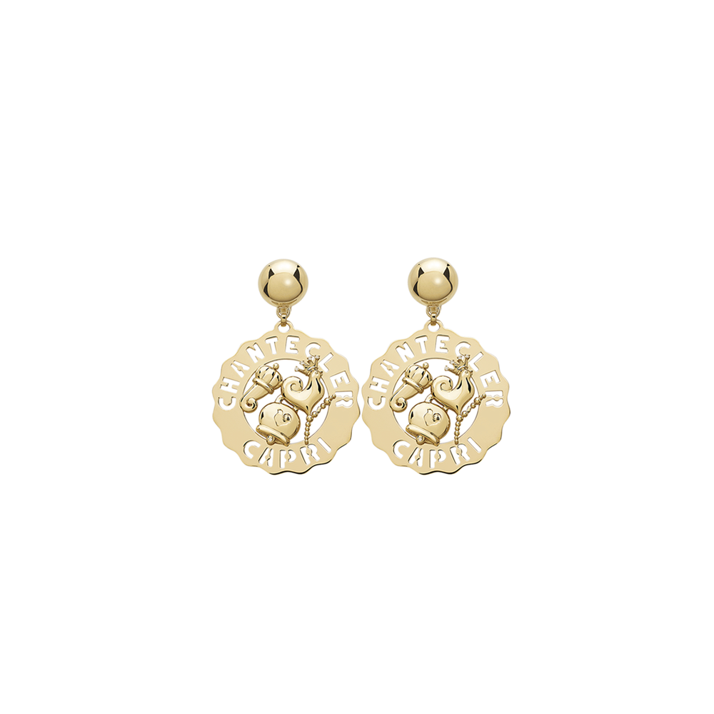 Orecchini gallo grandi Chantecler in oro giallo e diamanti ref. 39934