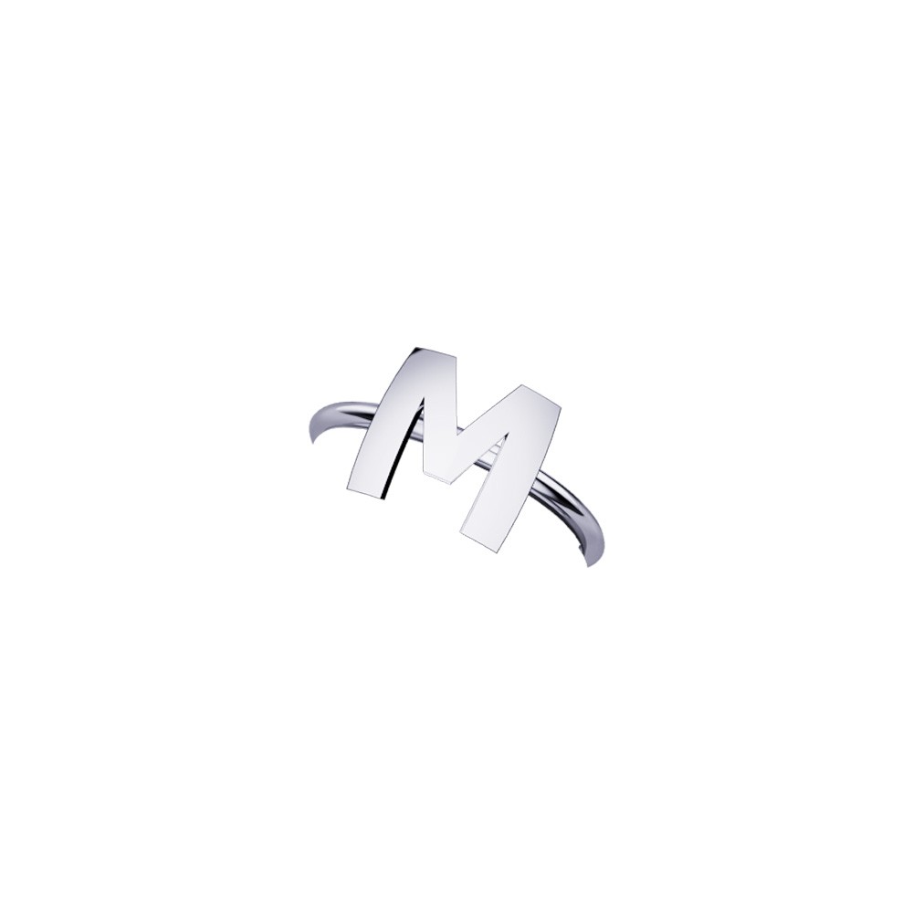 ELEMENTO ANELLO LETTERA M ORO BIANCO