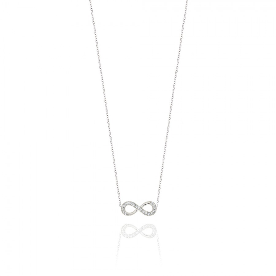 COLLANA  colore Bianco con zirconi Simbolo:  INFINITO "Il sentimento che non conosce fine"