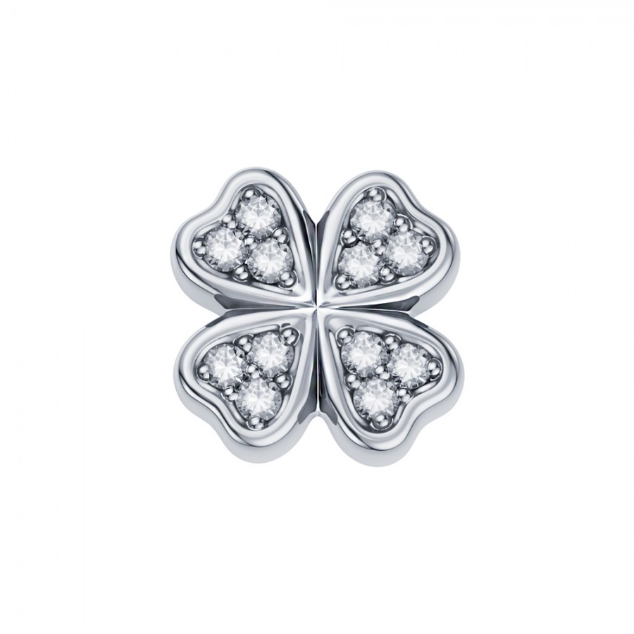 ELEMENTO QUADRIFOGLIO ORO BIANCO E DIAMANTI