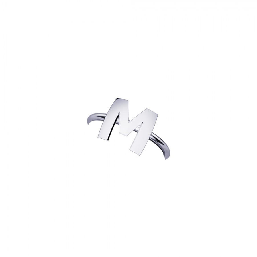 ELEMENTO ANELLO LETTERA M ORO BIANCO