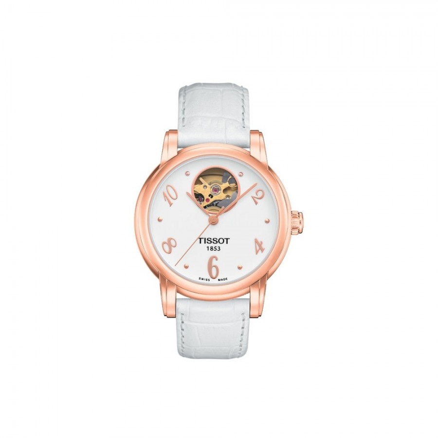 Watch Lady Heart, stainless steel and pink gold, white band