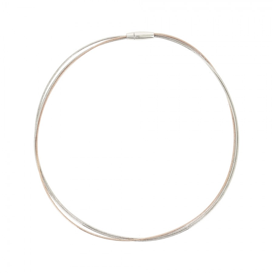 Collana multifilo Pesavento in argento rodio-rosa ref. WDNAG467