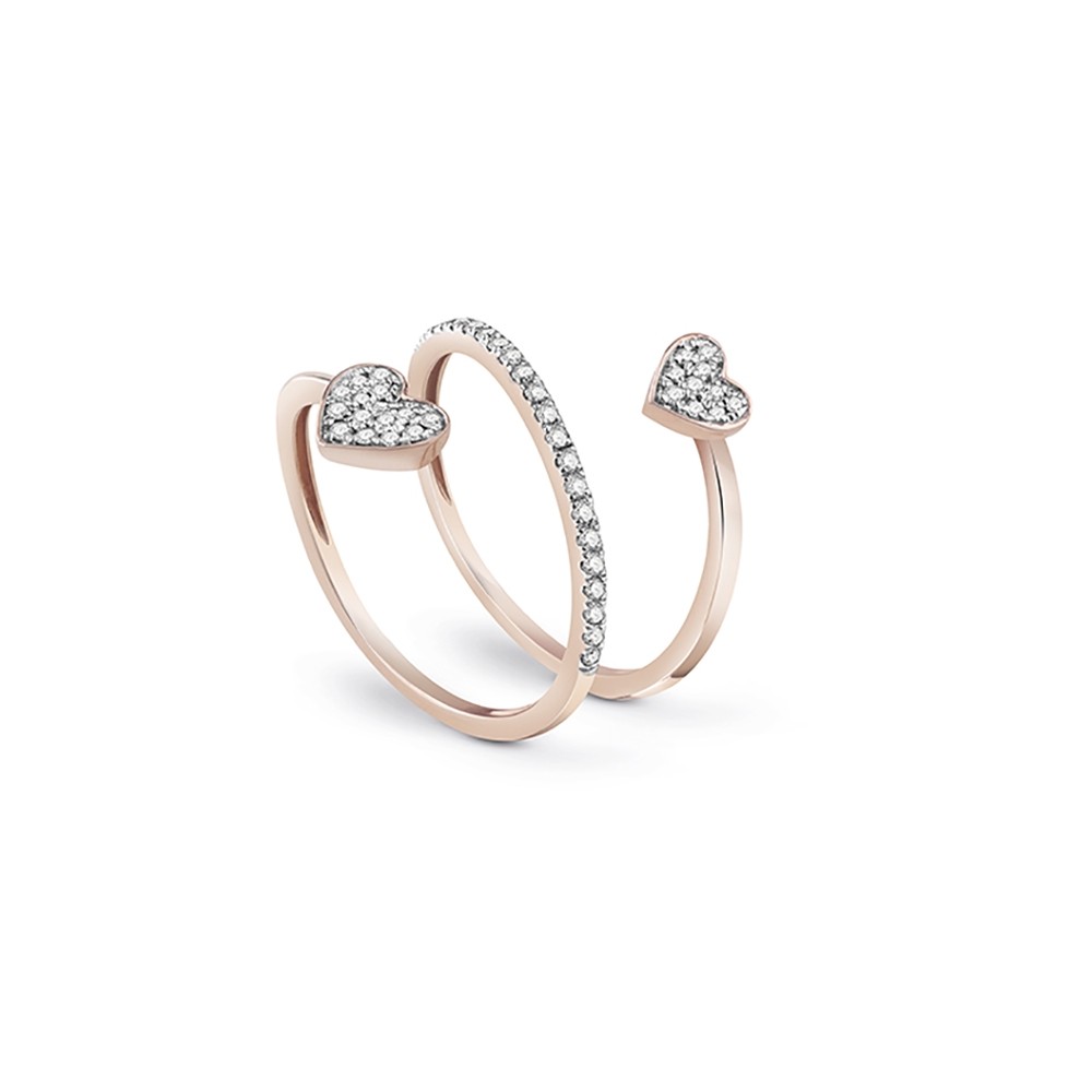 Anello Salvini I segni in oro rosa con diamanti cuore ref. 20094205