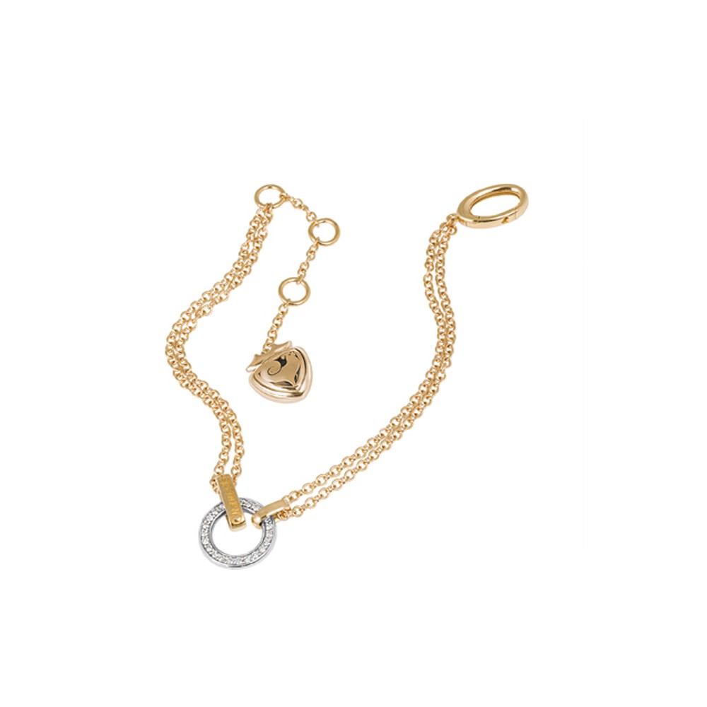 Bracciale 20 cm in oro giallo con cerchio in Diamanti bianchi e scudo traforato