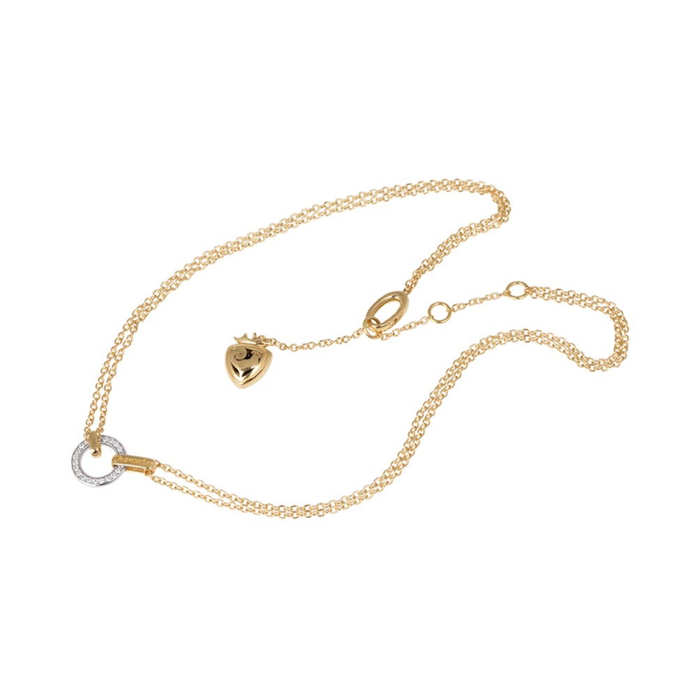 Collana 45 cm in oro giallo con cerchio Diamanti bianchi e scudo traforato