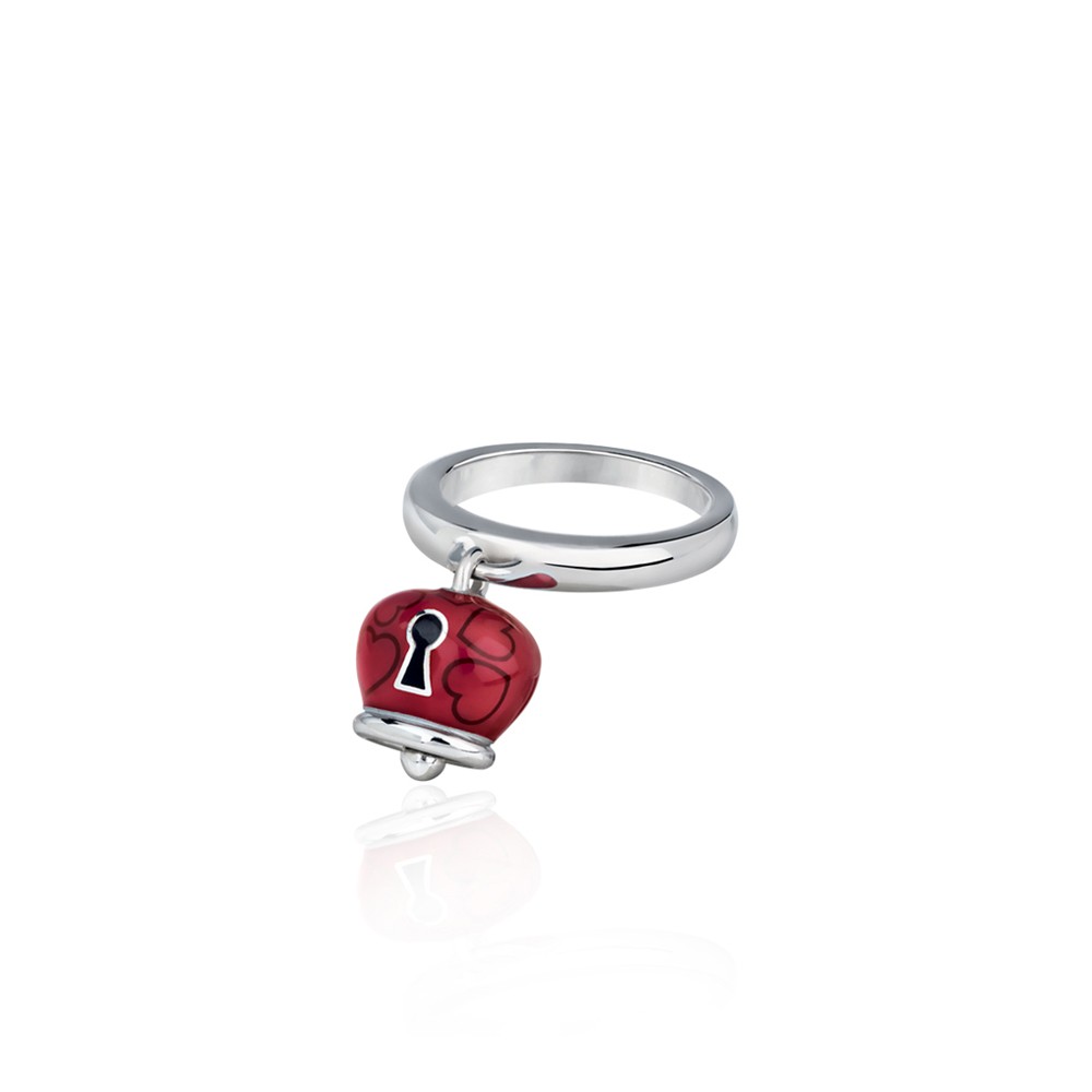Anello campanella piccolo Chantecler in argento e smalto rosso ref. 40019
