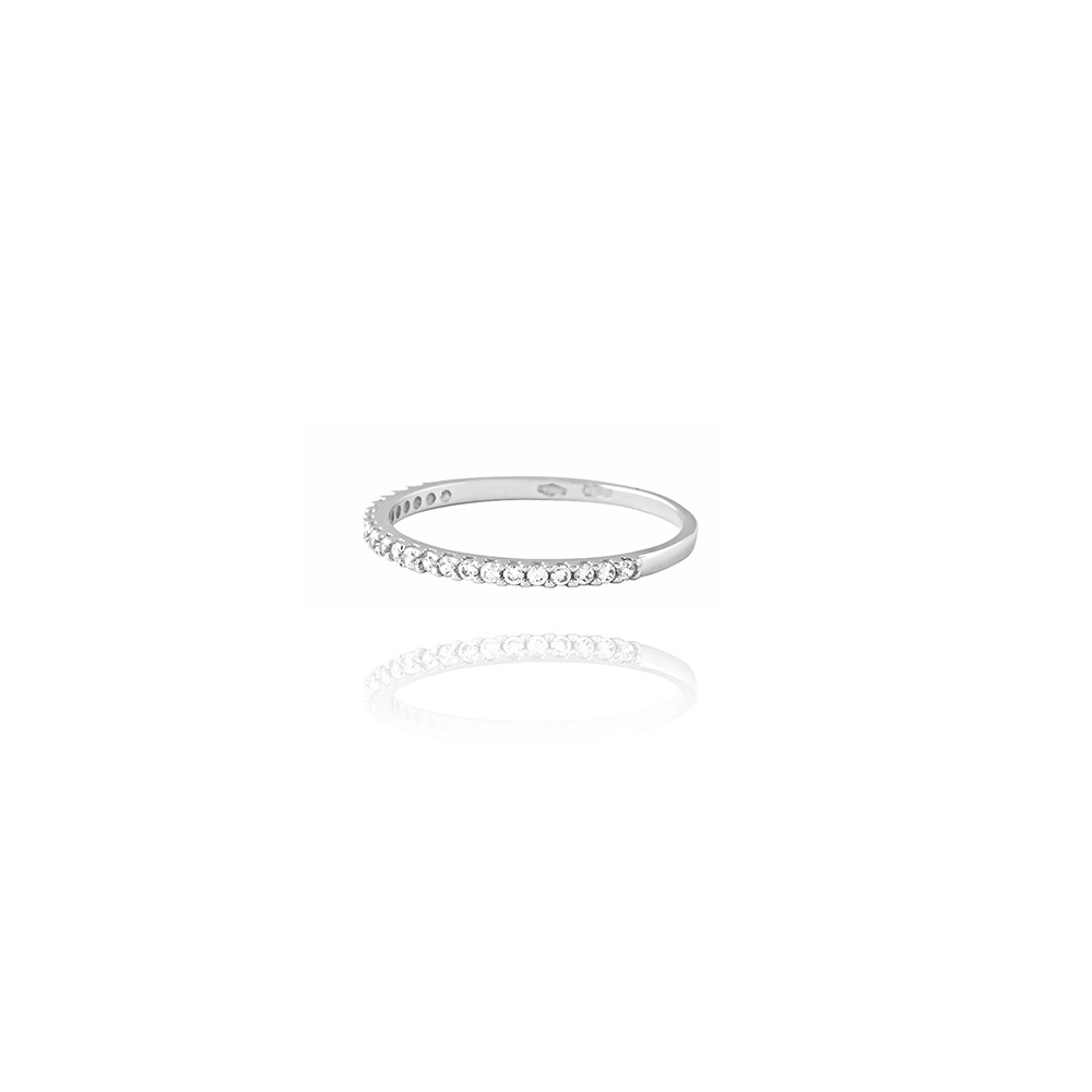 ANELLO  colore Bianco con zirconi Simbolo:  LINEA "La Vita della felicit?"